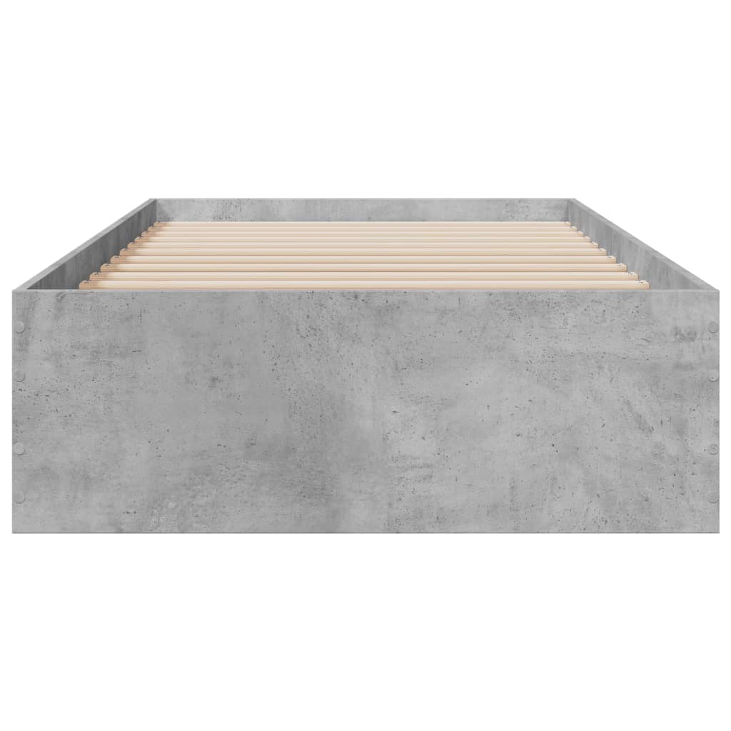 Concrete Grey Bed Frame with Drawers - 90x200 cm Storage Solution