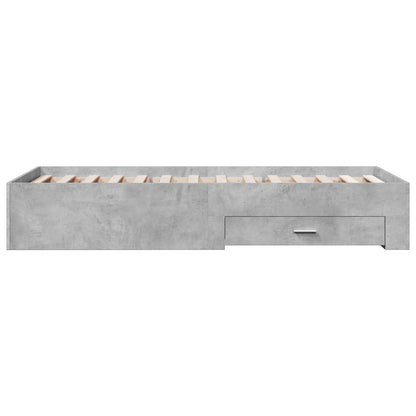 Concrete Grey Bed Frame with Drawers - 90x200 cm Storage Solution
