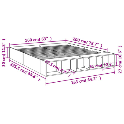 Bed Frame without Mattress Black 160x200 cm