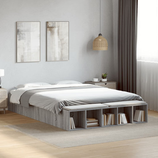 Bed Frame without Mattress Grey Sonoma 140x200 cm