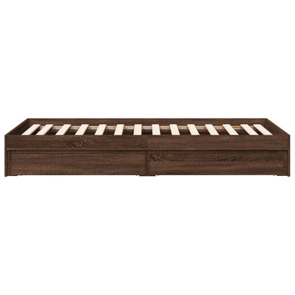 Bed Frame with Drawers without Mattress Brown Oak 100x200 cm