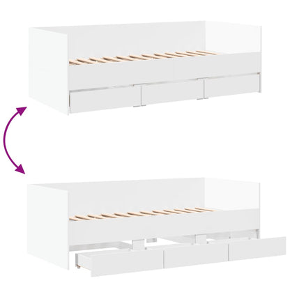 Daybed with Drawers without Mattress White 100x200 cm