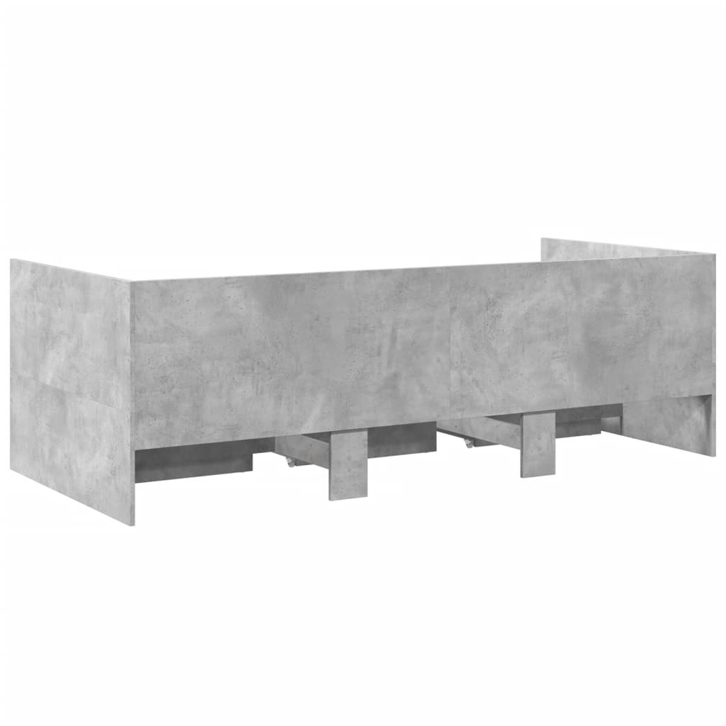 Daybed with Drawers without Mattress Concrete Grey 90x200 cm