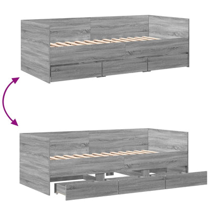 Daybed with Drawers without Mattress Grey Sonoma 90x200 cm