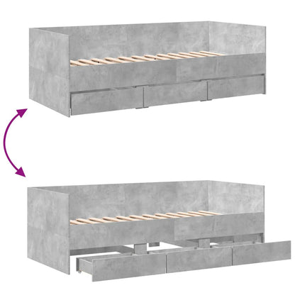 Daybed with Drawers without Mattress Concrete Grey 90x190 cm Single