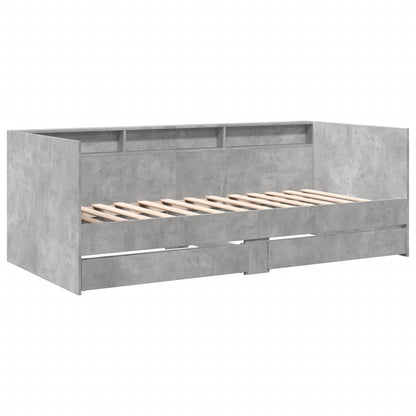 Daybed with Drawers without Mattress Concrete Grey 90x190 cm Single