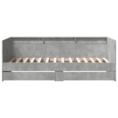 Daybed with Drawers without Mattress Concrete Grey 90x190 cm Single