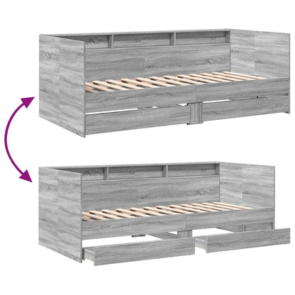 Daybed with Drawers without Mattress Grey Sonoma 90x190 cm Single