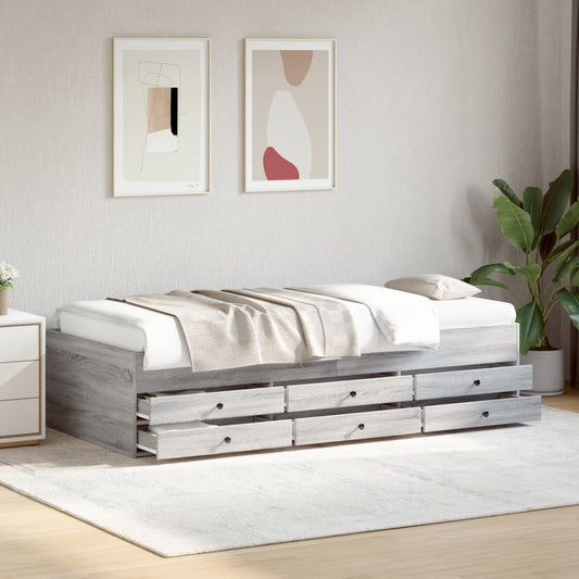 Daybed with Drawers without Mattress Grey Sonoma 100x200 cm