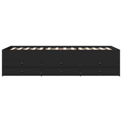 Daybed with Drawers without Mattress Black 90x200 cm