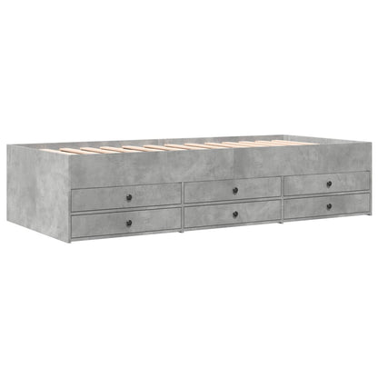 Daybed with Drawers without Mattress Concrete Grey 90x190 cm Single