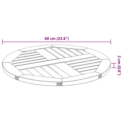 Round Table Top Ø60cm Solid Acacia Wood - Natural Finish