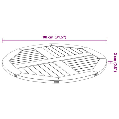 Round Solid Acacia Wood Table Top Ø80x2.2 cm - Natural Finish