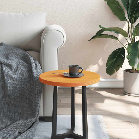 Round Solid Pine Table Top, Wax Brown Finish, Ø40x2.5 cm