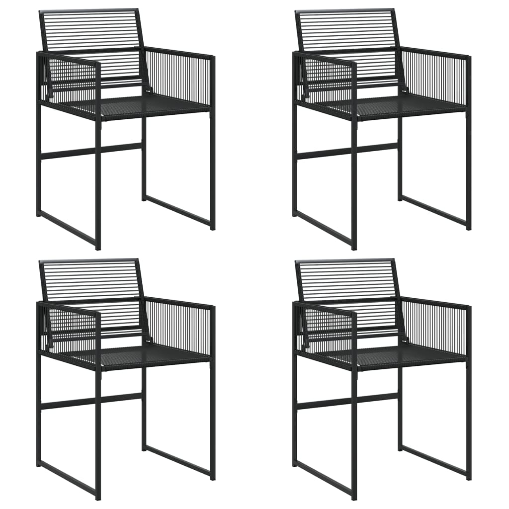 4-Piece Black Poly Rattan Garden Chairs - Stylish & Durable
