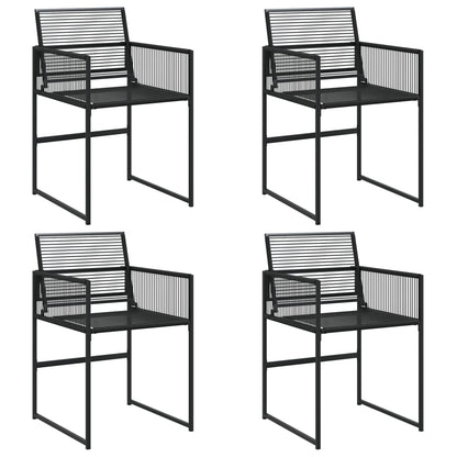 4-Piece Black Poly Rattan Garden Chairs - Stylish & Durable