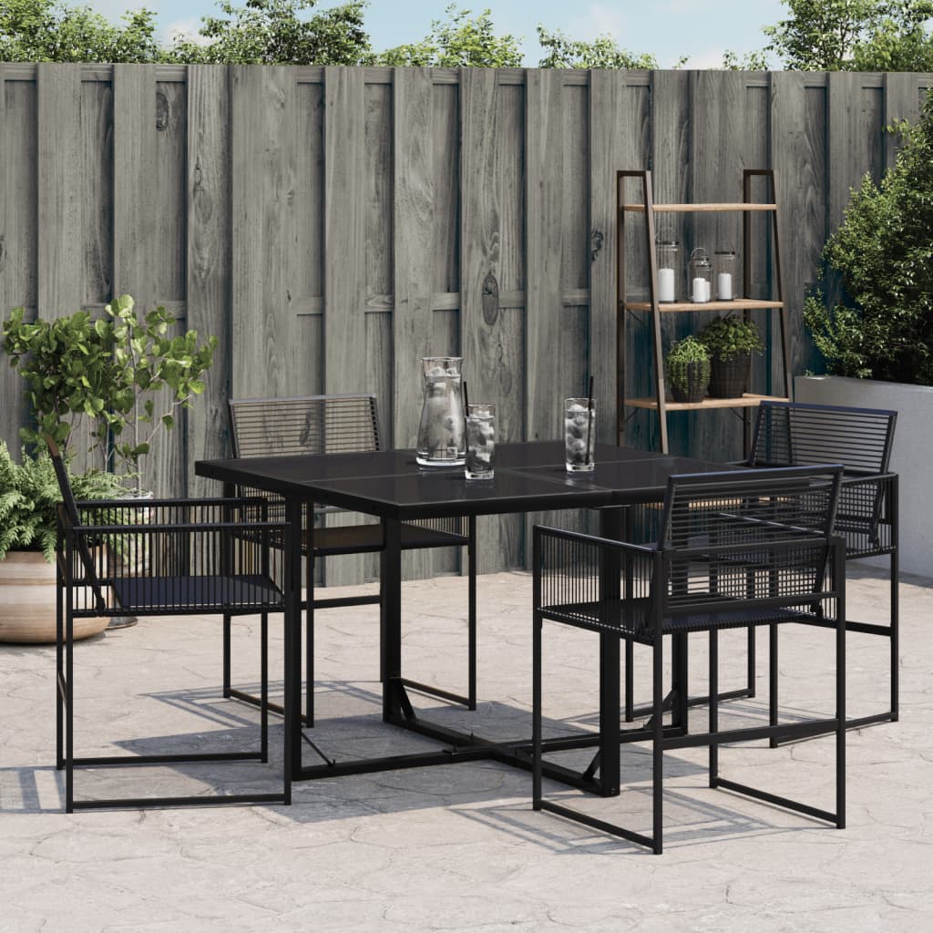 4-Piece Black Poly Rattan Garden Chairs - Stylish & Durable