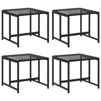 Black Poly Rattan Garden Stools Set of 4 - Stylish Outdoor Seating