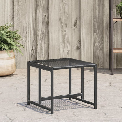 Black Poly Rattan Garden Stools Set of 4 - Stylish Outdoor Seating