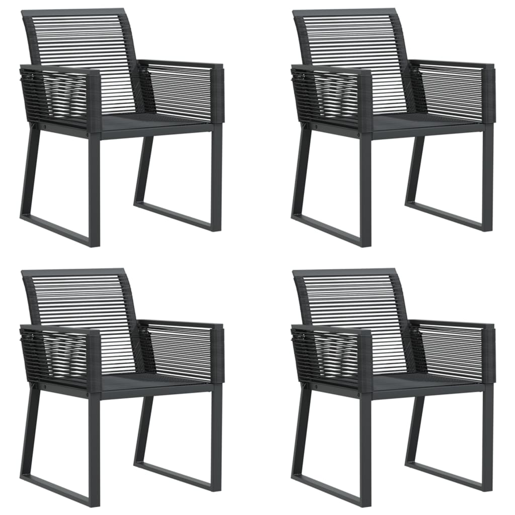 4-Piece Black Poly Rattan Garden Chairs - Stylish & Durable