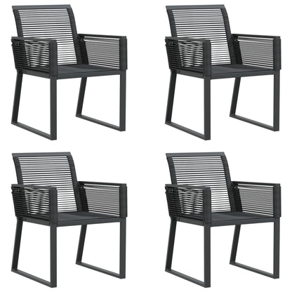 4-Piece Black Poly Rattan Garden Chairs - Stylish & Durable