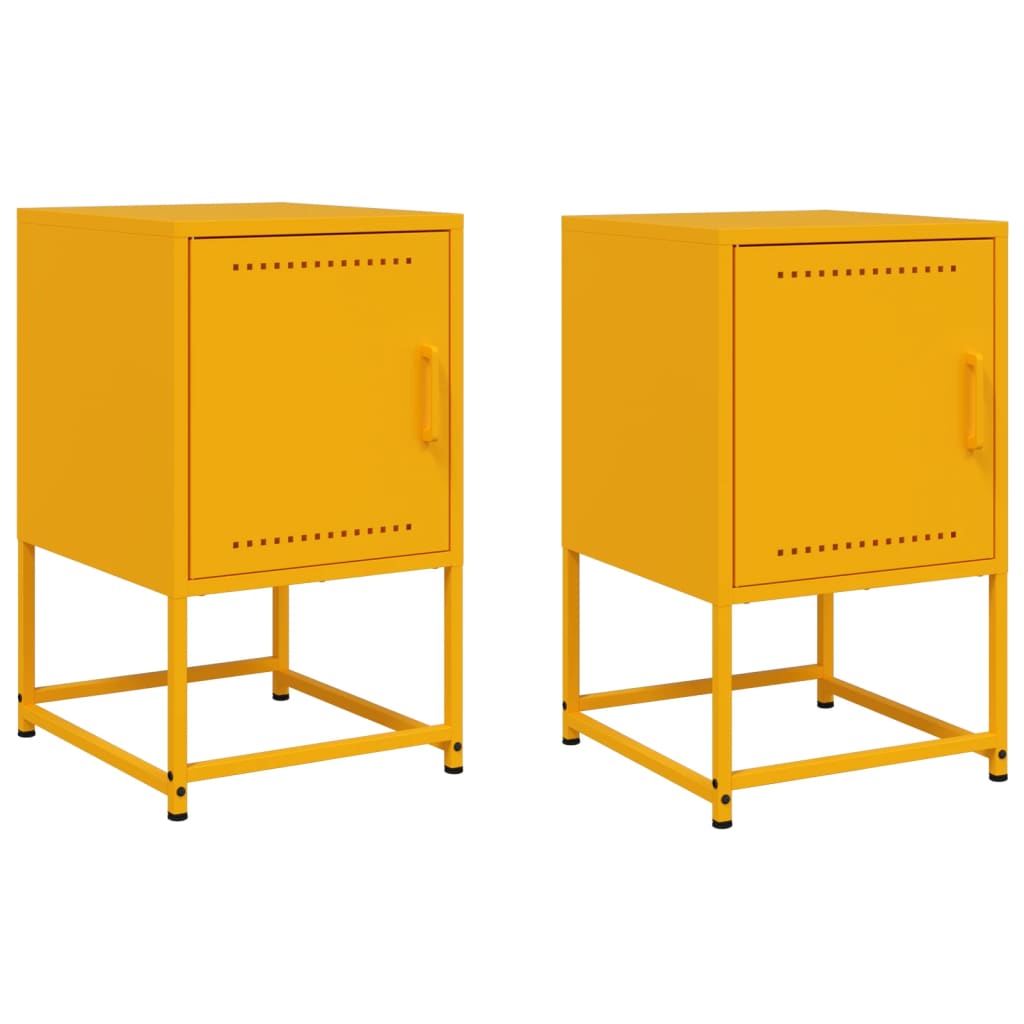 Mustard Yellow Steel Bedside Cabinets 2 pcs - 36x39x60.5 cm