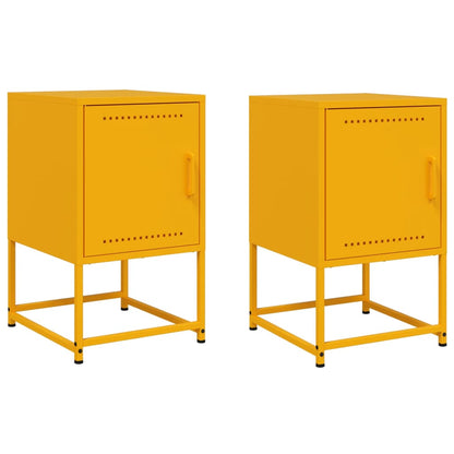 Mustard Yellow Steel Bedside Cabinets 2 pcs - 36x39x60.5 cm