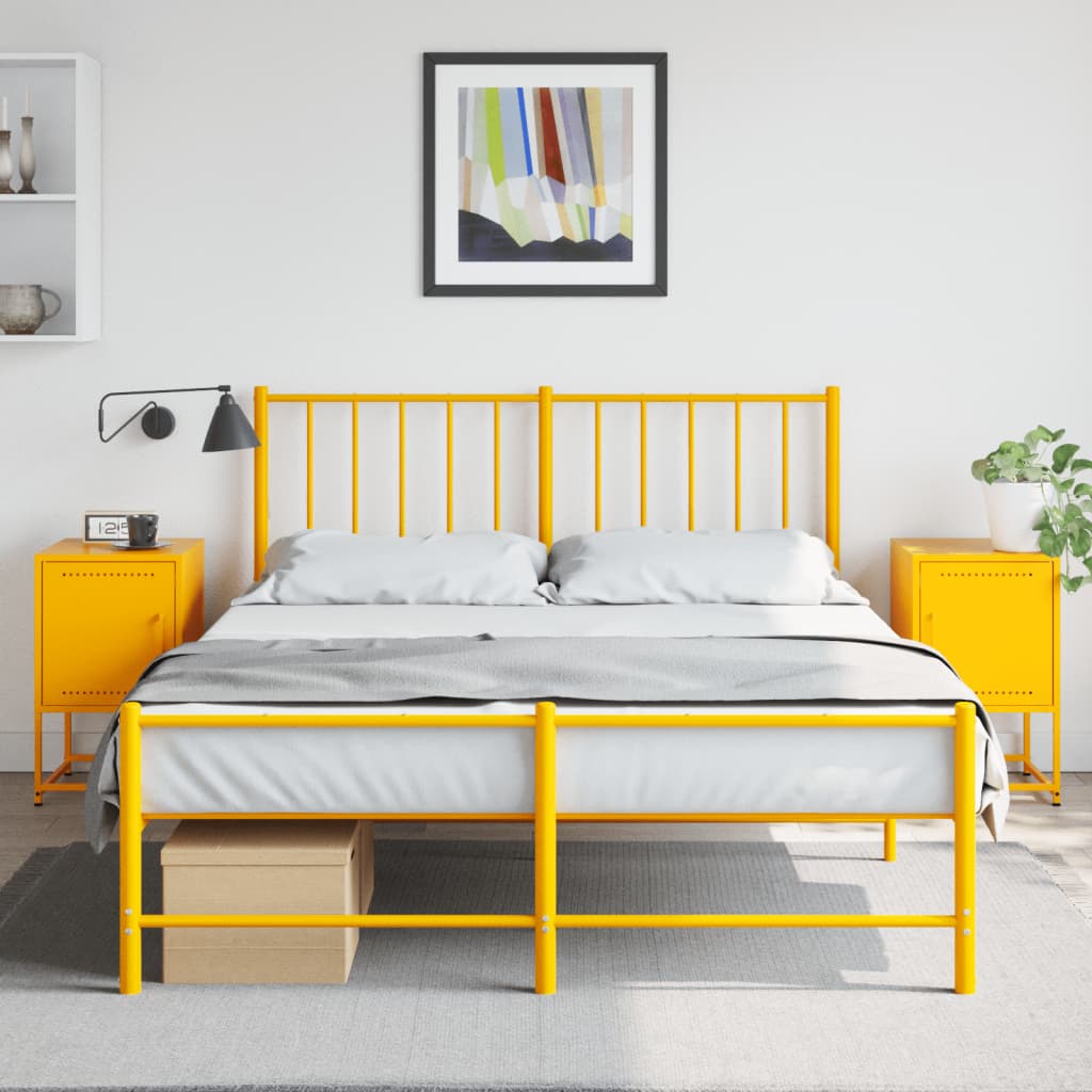 Mustard Yellow Steel Bedside Cabinets 2 pcs - 36x39x60.5 cm