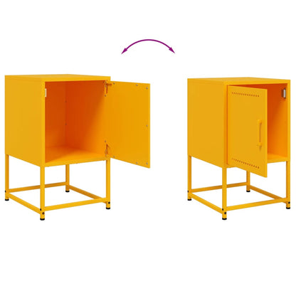 Mustard Yellow Steel Bedside Cabinets 2 pcs - 36x39x60.5 cm