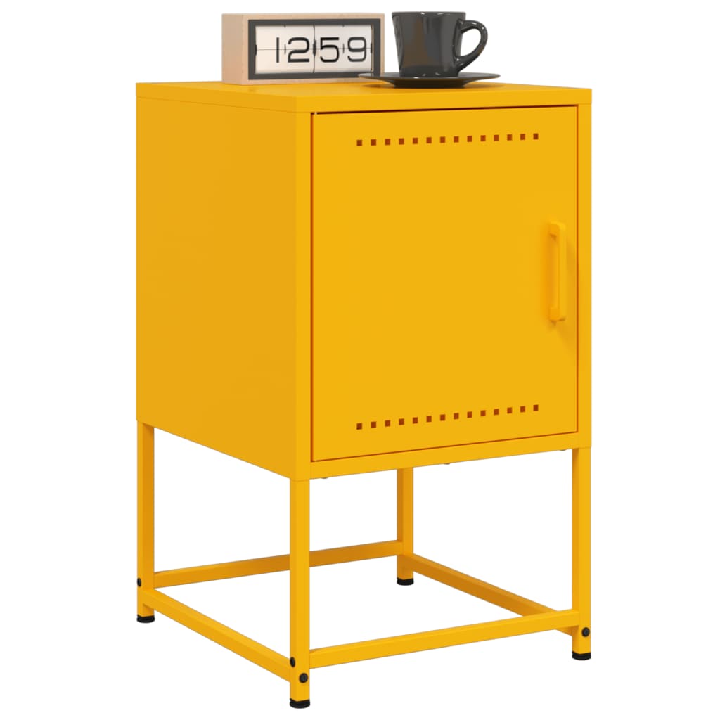 Mustard Yellow Steel Bedside Cabinets 2 pcs - 36x39x60.5 cm