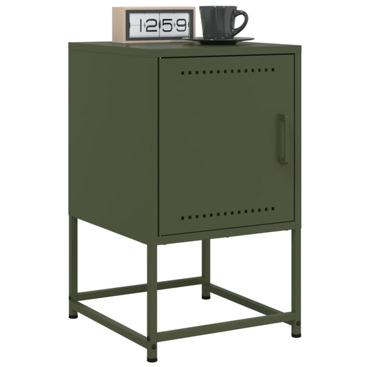Olive Green Steel Bedside Cabinets, Set of 2 - 36x39x60.5 cm