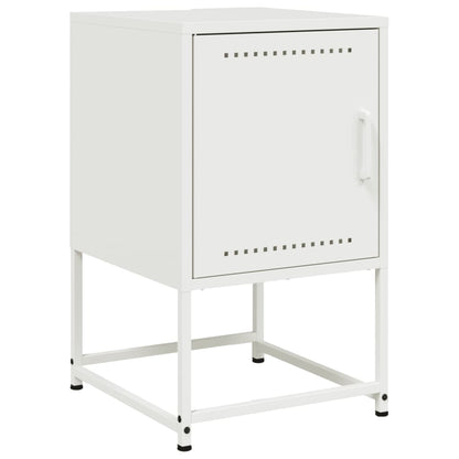 White Steel Bedside Cabinet - 36x39x60.5 cm Modern Design