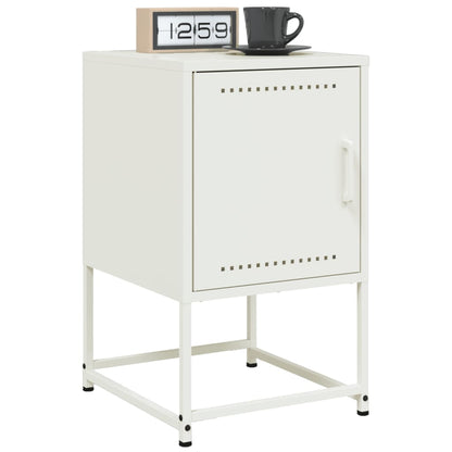 White Steel Bedside Cabinet - 36x39x60.5 cm Modern Design