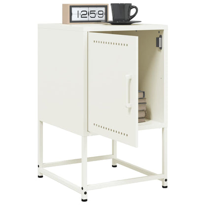 White Steel Bedside Cabinet - 36x39x60.5 cm Modern Design