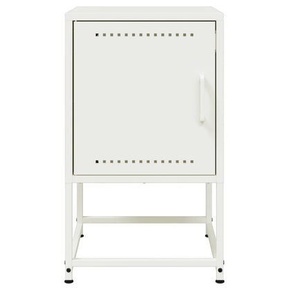 White Steel Bedside Cabinet - 36x39x60.5 cm Modern Design