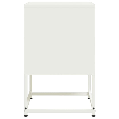 White Steel Bedside Cabinet - 36x39x60.5 cm Modern Design