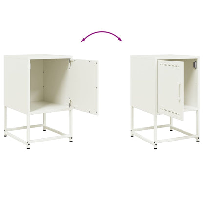 White Steel Bedside Cabinet - 36x39x60.5 cm Modern Design