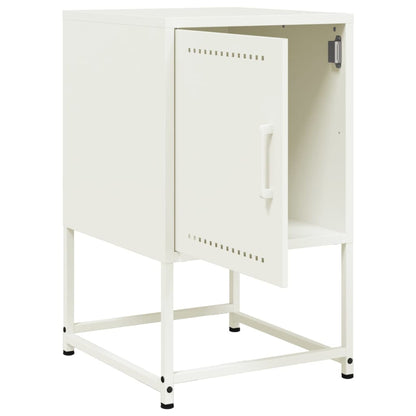 White Steel Bedside Cabinet - 36x39x60.5 cm Modern Design