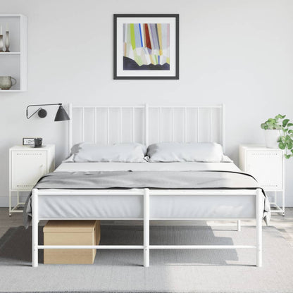Set of 2 White Steel Bedside Cabinets - 36x39x60.5 cm