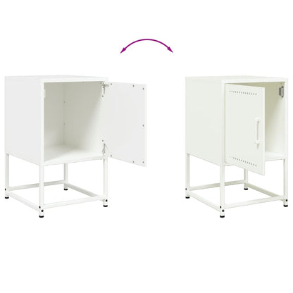 Set of 2 White Steel Bedside Cabinets - 36x39x60.5 cm