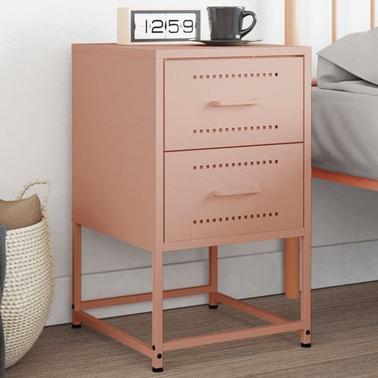 Pink Steel Bedside Cabinet - 36x39x60.5 cm, Stylish & Durable