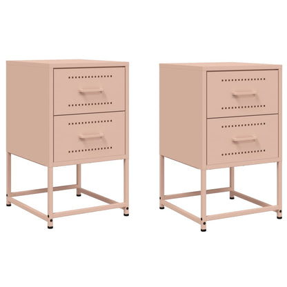 Set of 2 Pink Steel Bedside Cabinets - 36x39x60.5 cm