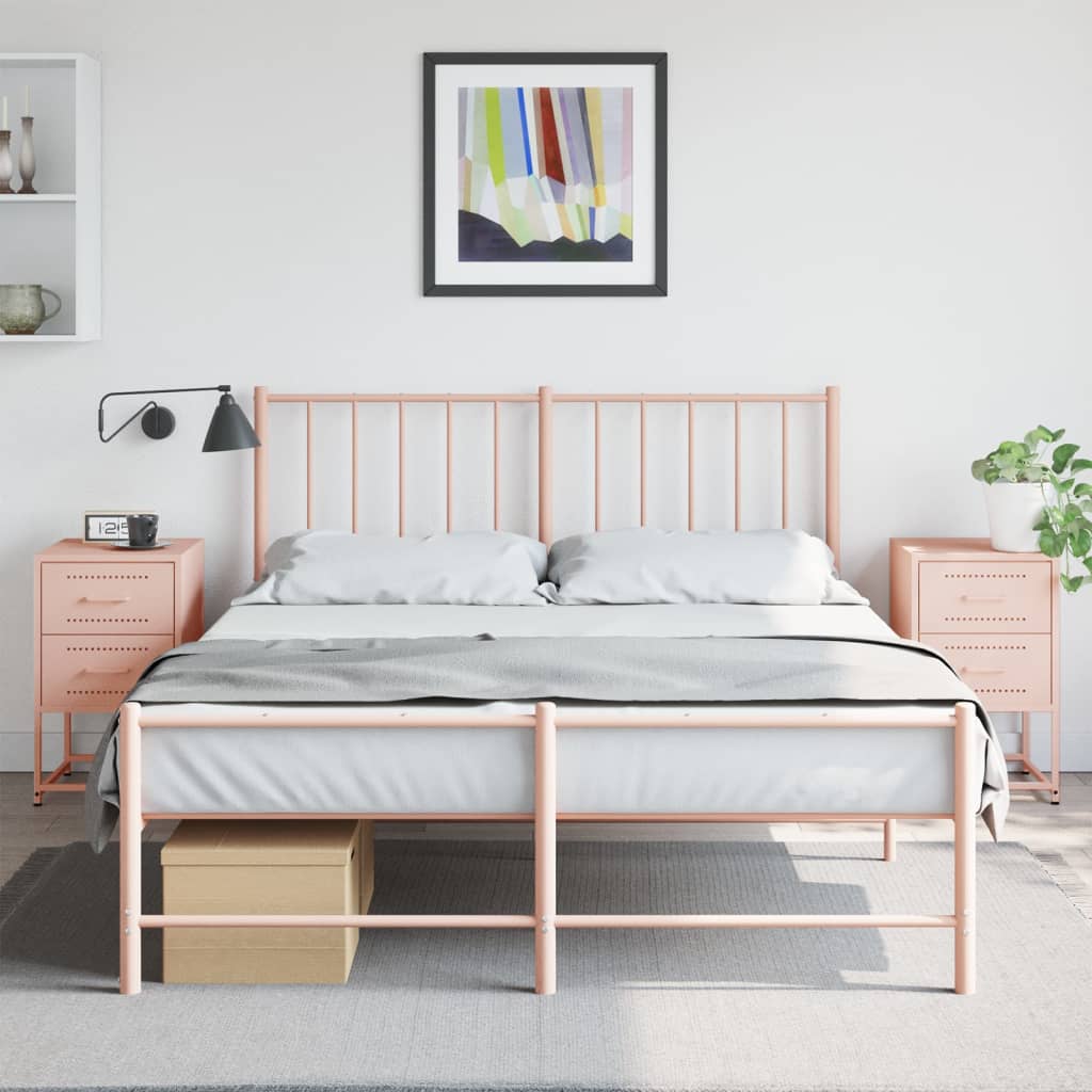 Set of 2 Pink Steel Bedside Cabinets - 36x39x60.5 cm