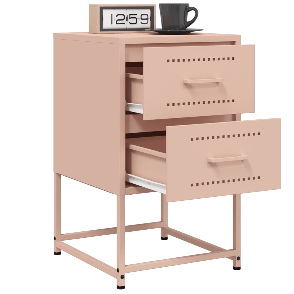 Set of 2 Pink Steel Bedside Cabinets - 36x39x60.5 cm