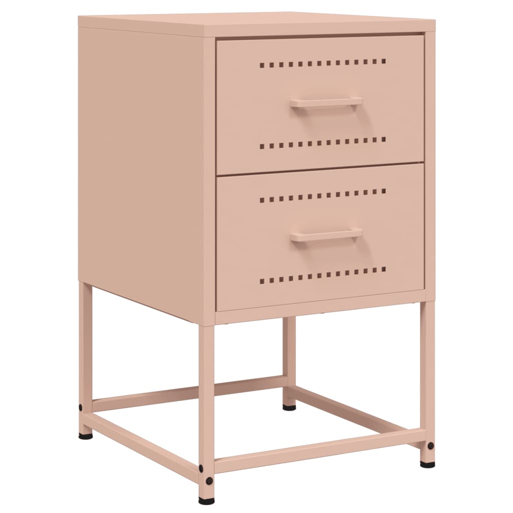 Set of 2 Pink Steel Bedside Cabinets - 36x39x60.5 cm