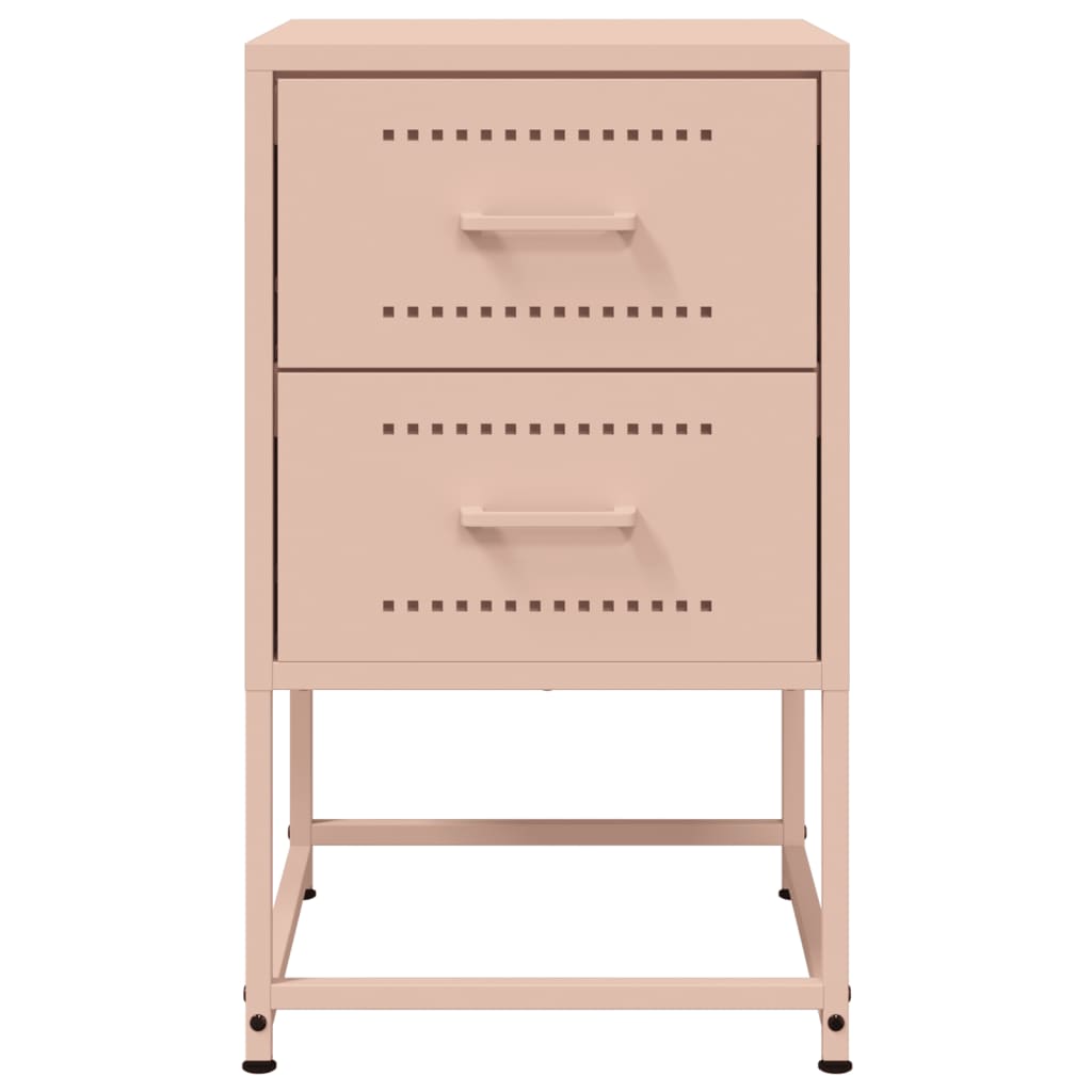 Set of 2 Pink Steel Bedside Cabinets - 36x39x60.5 cm