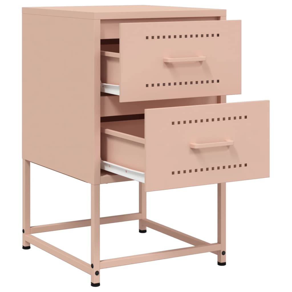 Set of 2 Pink Steel Bedside Cabinets - 36x39x60.5 cm