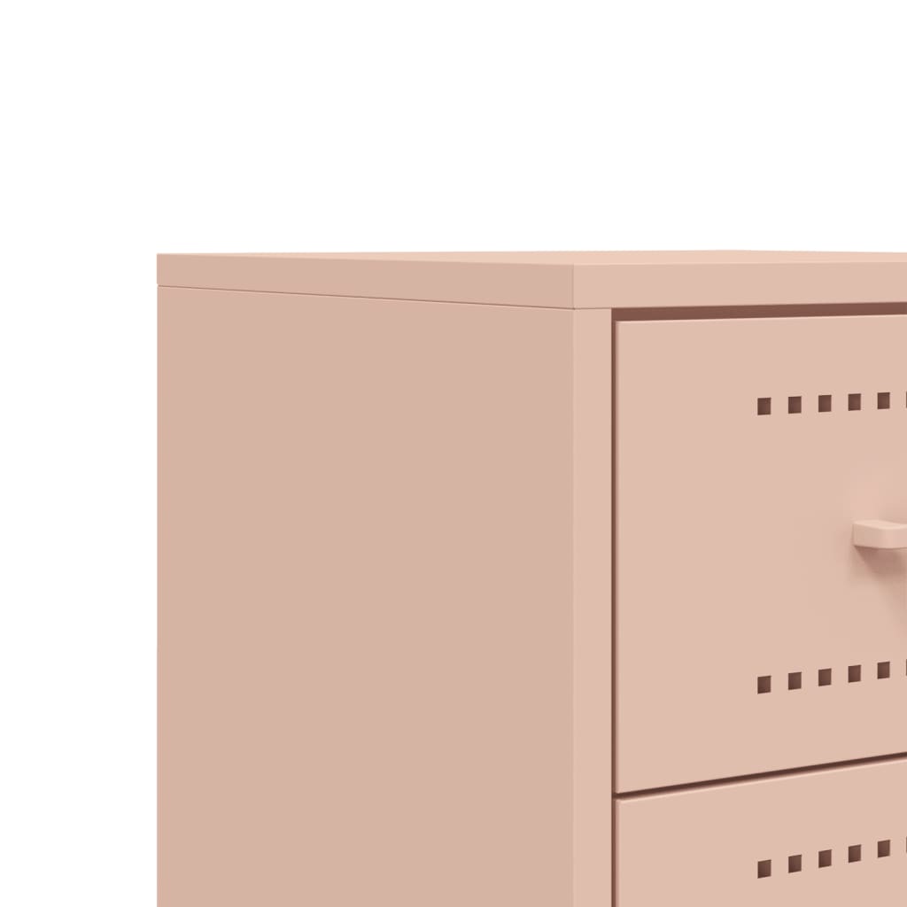 Set of 2 Pink Steel Bedside Cabinets - 36x39x60.5 cm