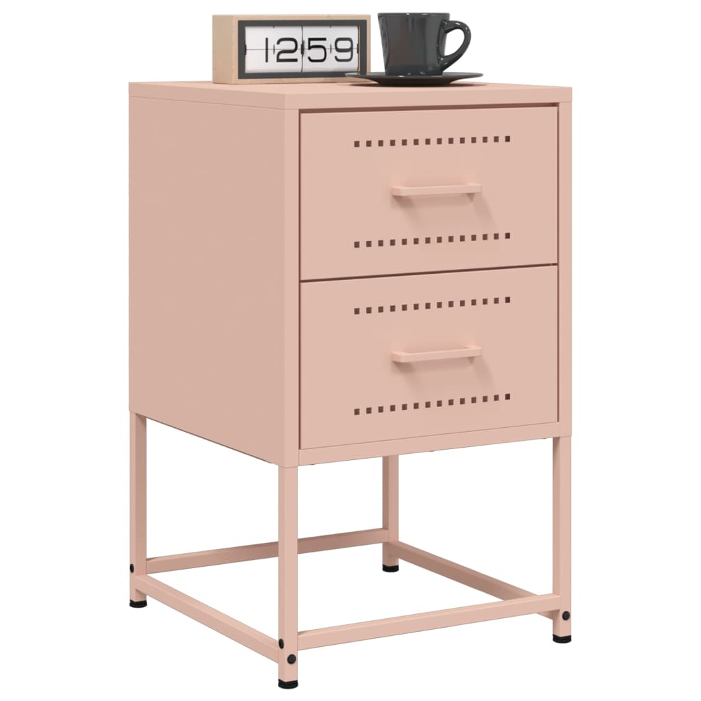 Set of 2 Pink Steel Bedside Cabinets - 36x39x60.5 cm