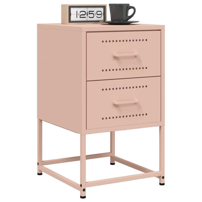 Set of 2 Pink Steel Bedside Cabinets - 36x39x60.5 cm
